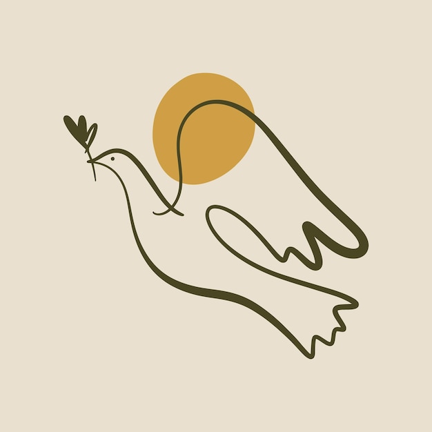 Minimalist Dove Silhouette with Sun Motif | Jiffy Designs
