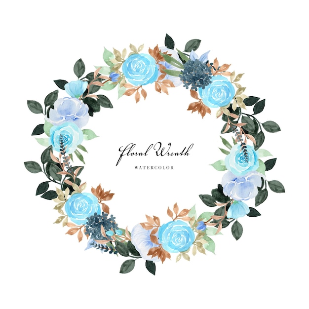 Vibrant Floral Wreath with Blue Roses and Handwritten Text | Jiffy Designs