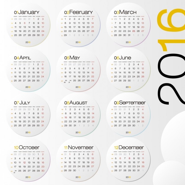 Minimalist 2019 Calendar Design with Circular Date Grids | Jiffy Designs