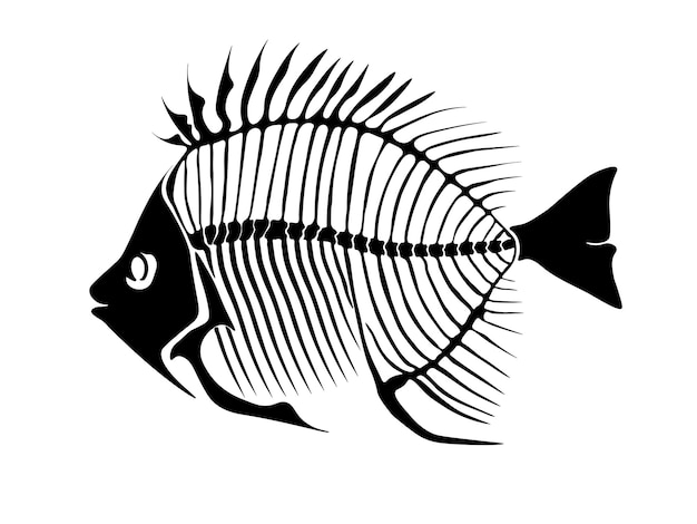 Striking Skeletal Fish Silhouette with Dramatic Spiny Fins | Jiffy Designs
