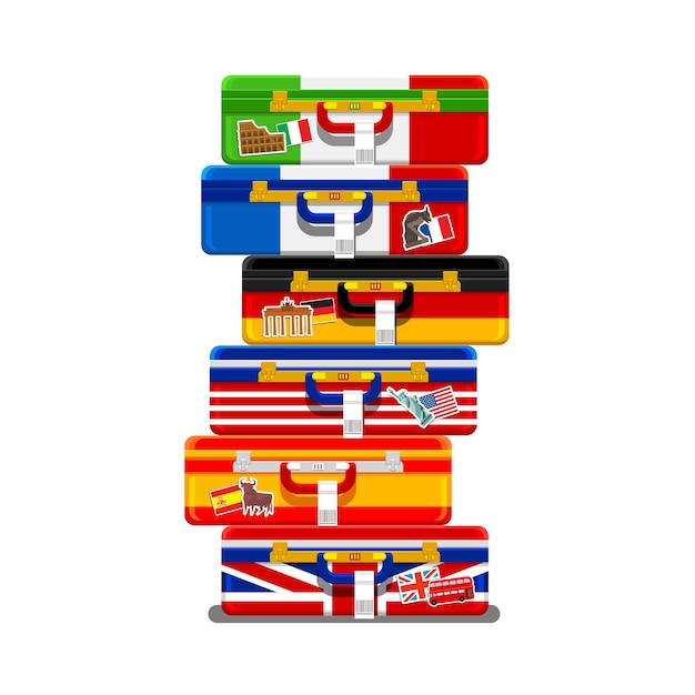 Vibrant Stacked Flags and Symbols of Global Unity | Jiffy Designs