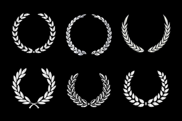 Elegant Laurel Wreaths in Sleek Monochrome Design | Jiffy Designs