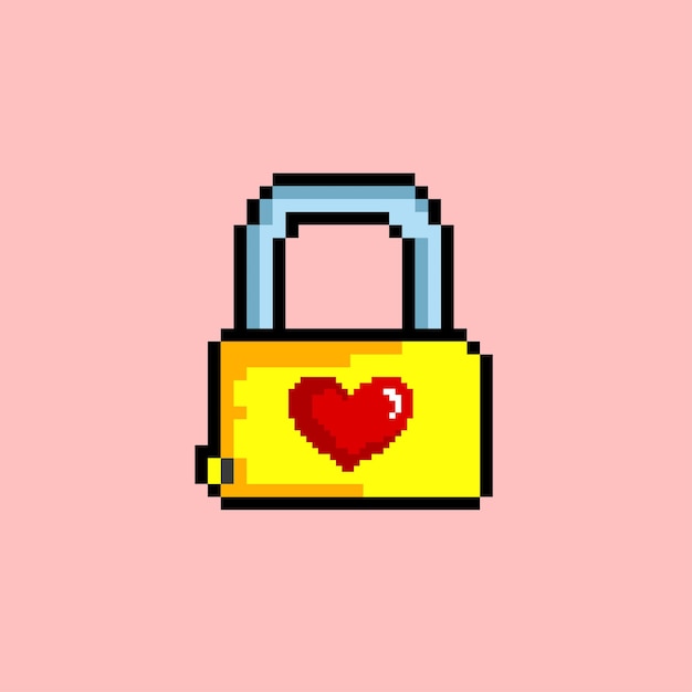 Pixel Art Heart Lock: A Vibrant Digital Emblem | Jiffy Designs