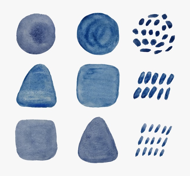Serene Indigo Shapes: Minimalist Watercolor Textures | Jiffy Designs