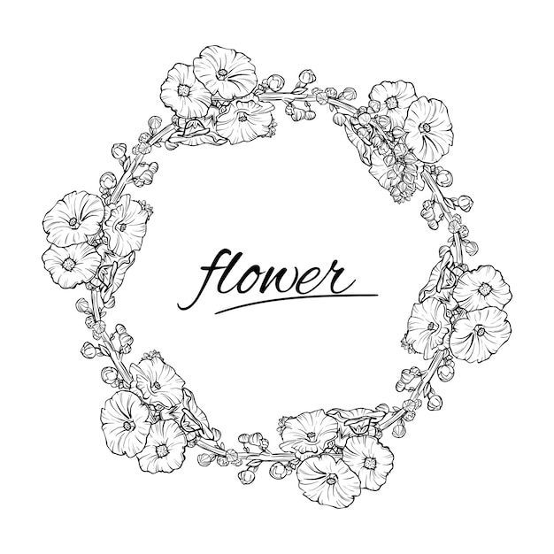 Delicate Floral Wreath with Handwritten 'Flower' Text | Jiffy Designs