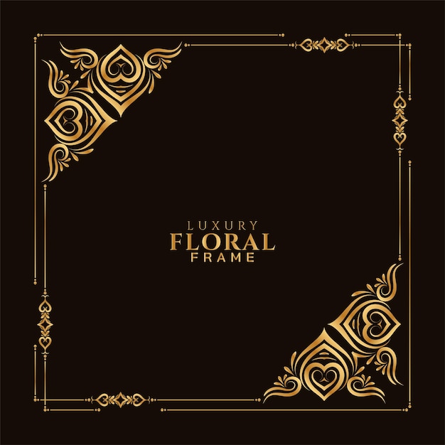 Ornate Golden Floral Frame on Elegant Dark Background | Jiffy Designs