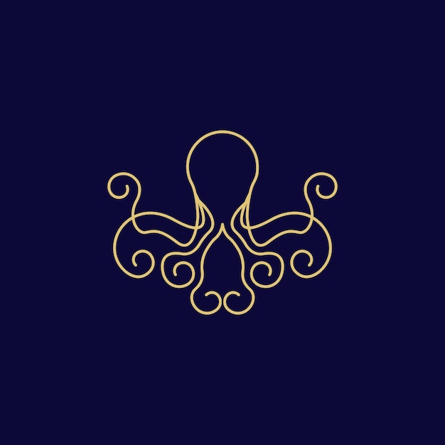 Captivating Golden Octopus Emblem on Midnight Blue | Jiffy Designs