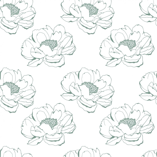 Delicate White Peonies Pattern on Light Background | Jiffy Designs