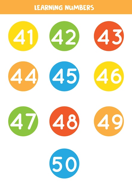 Vibrant Collection of Learning Numbers 41 to 50 | Jiffy Designs