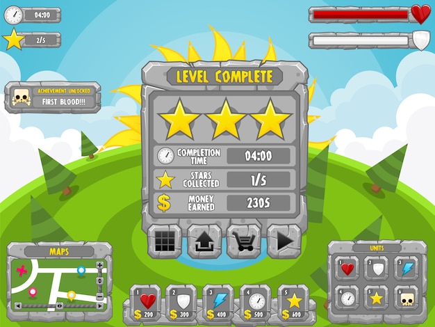 Vibrant Game Interface with Scenic Landscape and Level Progress | Jiffy ...