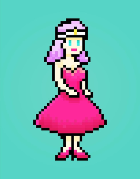 Charming Pixel Art Princess in Vibrant Attire | Jiffy Designs