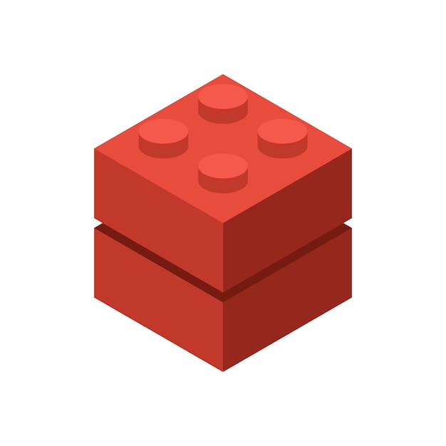 Vibrant Red Toy Building Blocks in Isometric Design | Jiffy Designs