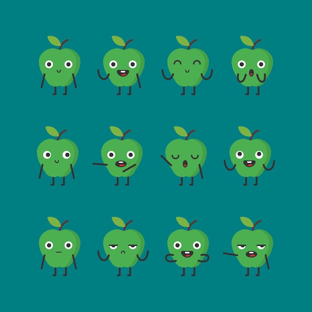 Charming Collection of Whimsical Green Apple Illustrations | Jiffy Designs