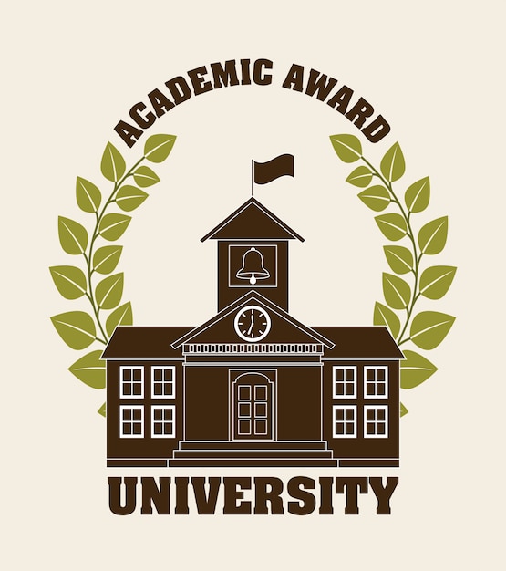 Academic Award University Emblem with School Building Illustration ...