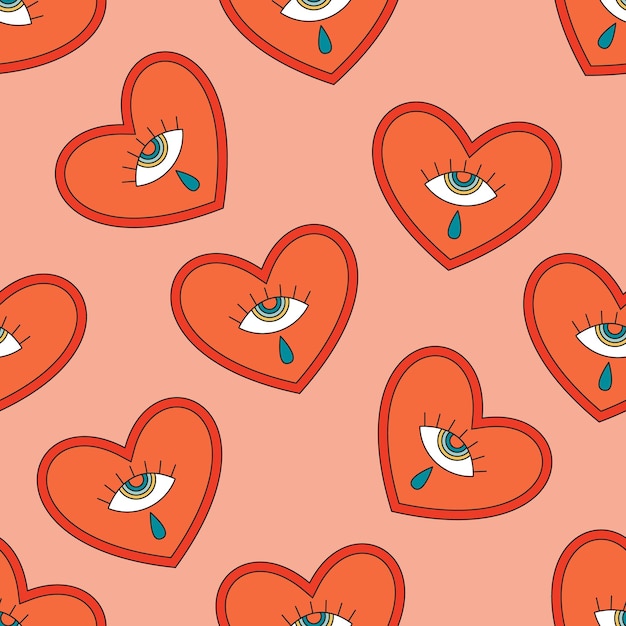 Whimsical Hearts with Playful Eyes Pattern | Jiffy Designs