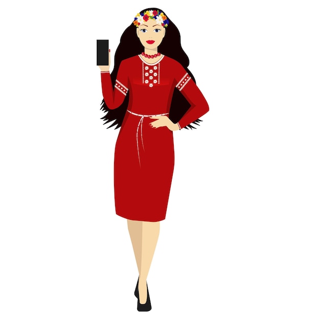 Elegant Woman in Vibrant Red Dress with Floral Headpiece | Jiffy Designs