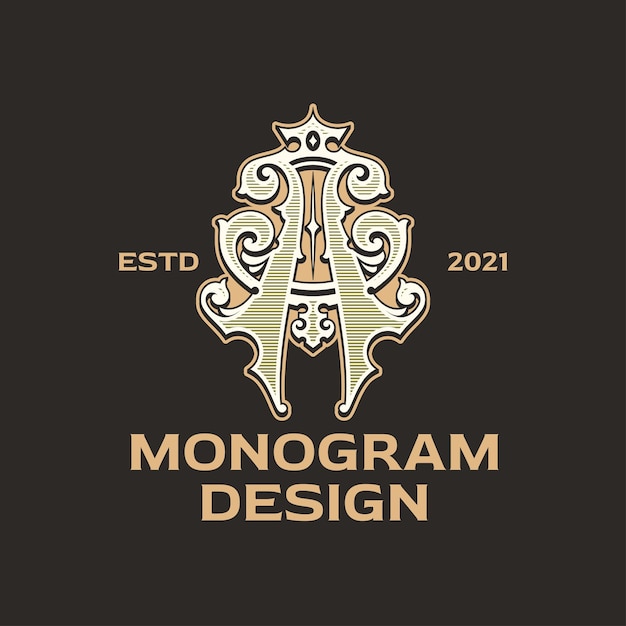 Ornate Heraldic Monogram with Regal Crown and Flourishes | Jiffy Designs