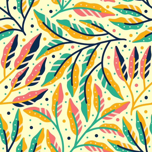 Vibrant Leafy Pattern with Colorful Organic Shapes | Jiffy Designs
