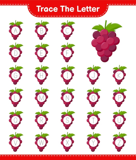 Vibrant Grape Cluster and Tracing Uppercase Letter A | Jiffy Designs