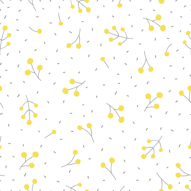 Delicate Yellow Floral Pattern on White Background | Jiffy Designs
