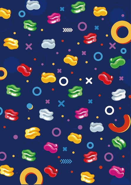 Vibrant Abstract Shapes and Symbols on Navy Background | Jiffy Designs