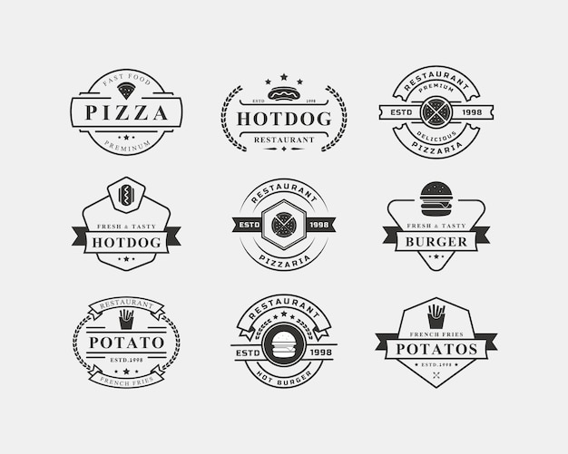 Vibrant Collection of Restaurant and Food-Themed Emblems and Badges ...