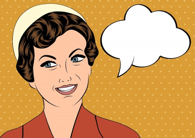 Retro Pop Art Style Woman with Speech Bubble | Jiffy Designs
