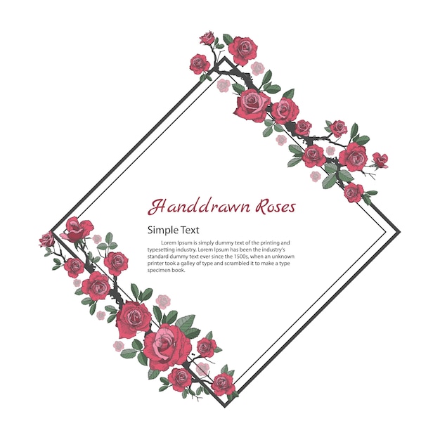 Elegant Floral Frame with Delicate Hand-Drawn Roses | Jiffy Designs