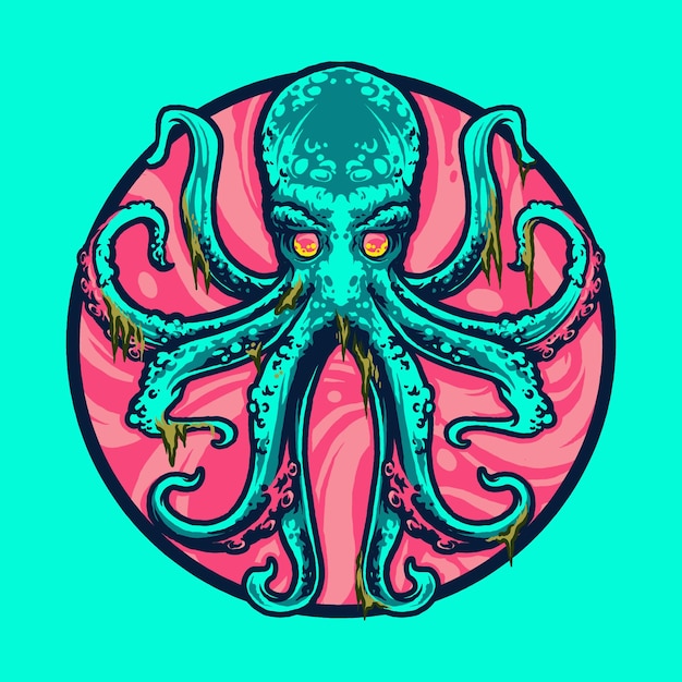 Vibrant Octopus Creature in Neon Hues | Jiffy Designs
