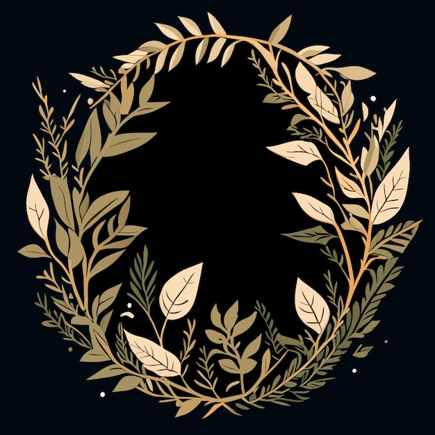 Elegant Golden Leaf Wreath on Midnight Black | Jiffy Designs