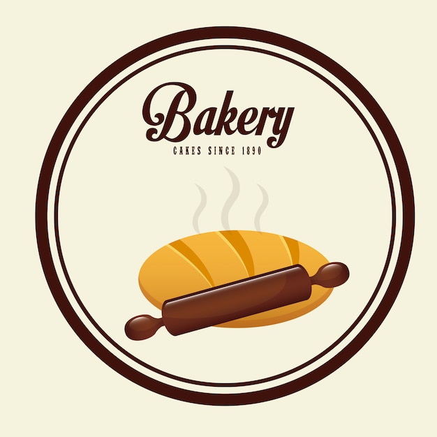 Freshly Baked Bread and Rolling Pin in Bakery Logo | Jiffy