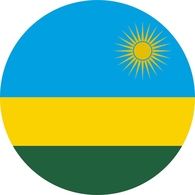 Vibrant Rwandan Flag Emblem with Radiant Sun | Jiffy Designs