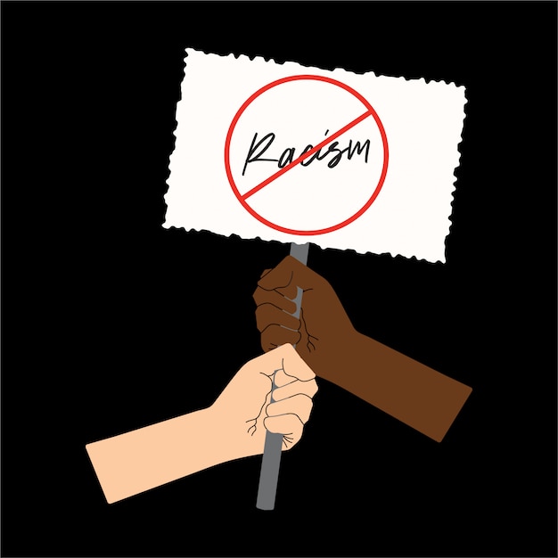 Powerful Protest Against Racism, Fist Holding Defiant Sign | Jiffy Designs