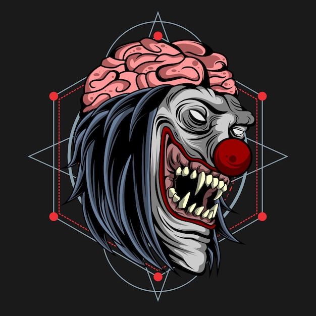 Twisted Clown Face with Geometric Shapes and Brain | Jiffy Designs