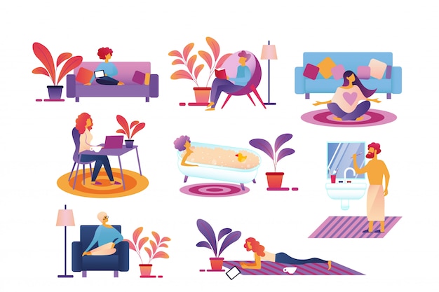 Cozy Interiors with Vibrant Plants and Relaxed Figures | Jiffy Designs