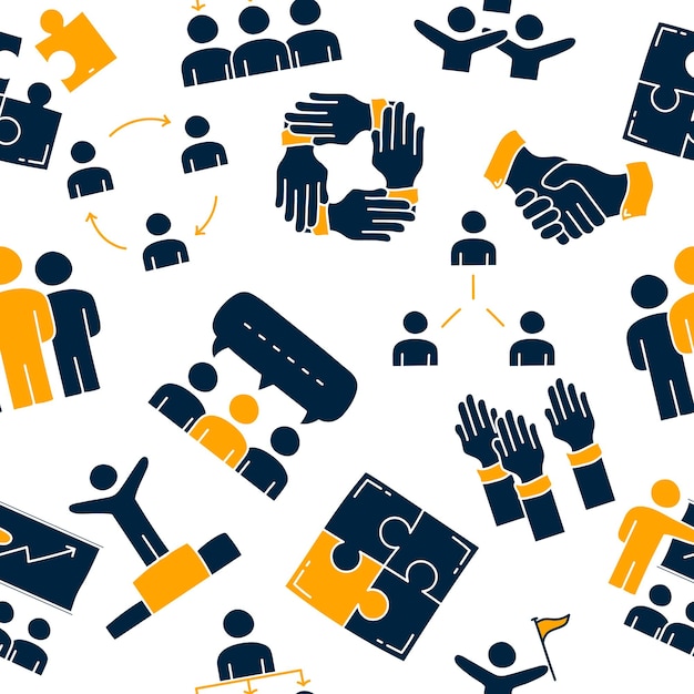 Diverse Teamwork and Collaboration Icons Pattern | Jiffy Designs
