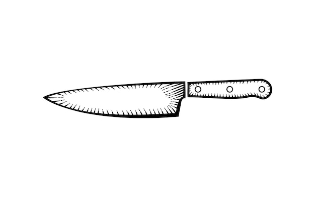 Striking Monochrome Illustration of a Serrated Kitchen Knife | Jiffy ...