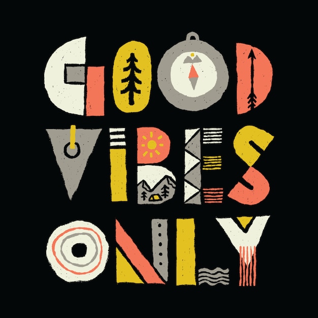 Vibrant Abstract Geometric Shapes and Symbols on Black | Jiffy Designs