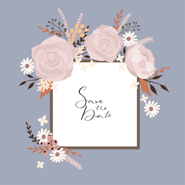 Elegant Floral Frame with 'Save the Date' Calligraphy | Jiffy Designs