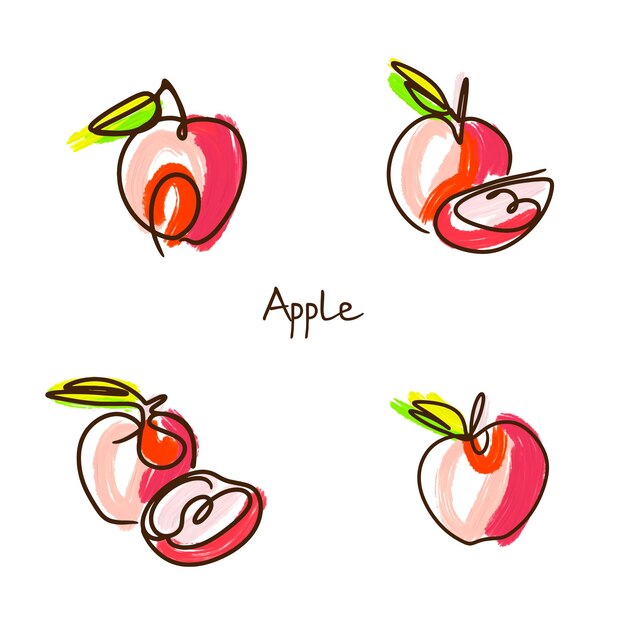 Vibrant and Stylized Apple Illustrations for Versatile Applications ...