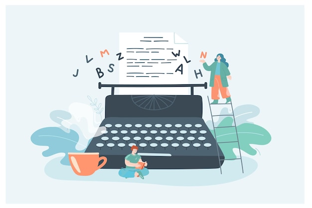 Vintage Typewriter with Whimsical Illustrations and Lettering | Jiffy ...