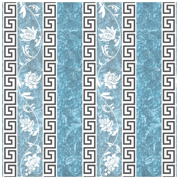 Elegant Greek Key and Floral Patterned Background | Jiffy Designs