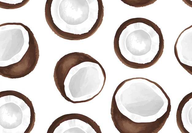 Vibrant Coconut Halves in Seamless Pattern | Jiffy Designs
