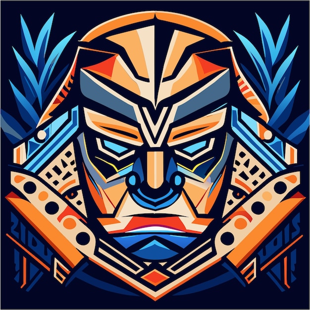 Vibrant Tribal Warrior Mask with Geometric Patterns | Jiffy Designs