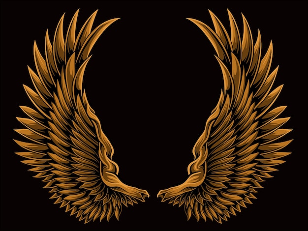 Majestic Golden Wings Unfurled in Regal Splendor | Jiffy Designs