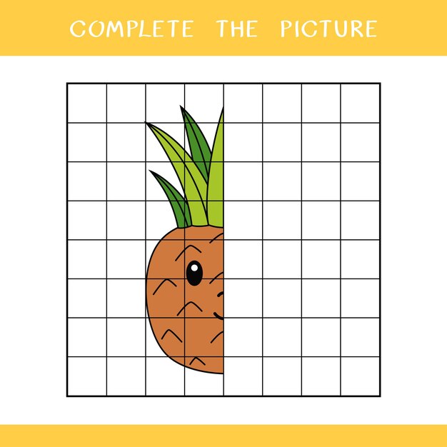 Adorable Pineapple Illustration with Grid Background | Jiffy Designs