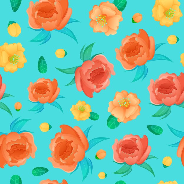 Vibrant Floral Pattern with Lush Red Roses and Yellow Blooms | Jiffy ...