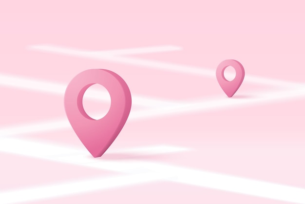 Elegant Pink Map Markers on Soft Pastel Background | Jiffy Designs