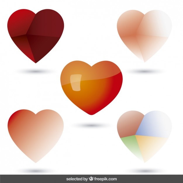 Vibrant Heart Shapes Collection with Diverse Colors and Gradients ...