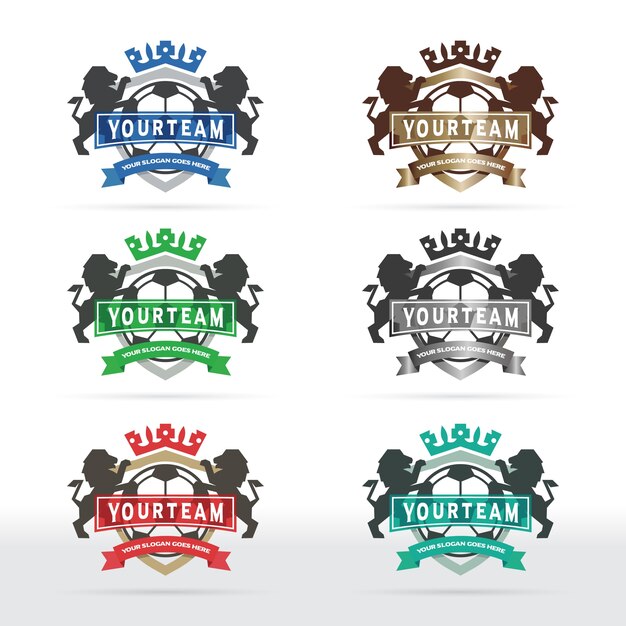 Vibrant Collection of Customizable Team Emblems with Silhouettes ...